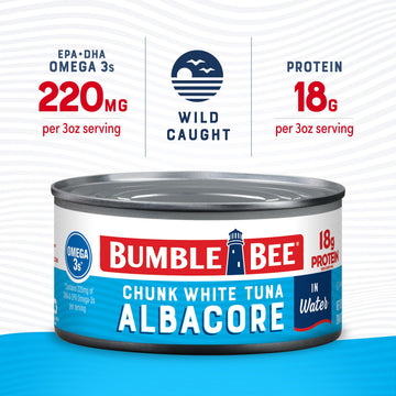 Bumble Bee Chunk White Albacore Tuna in Water, 12 oz Can, Non-GMO, Gluten Free, High in Omega-3s
