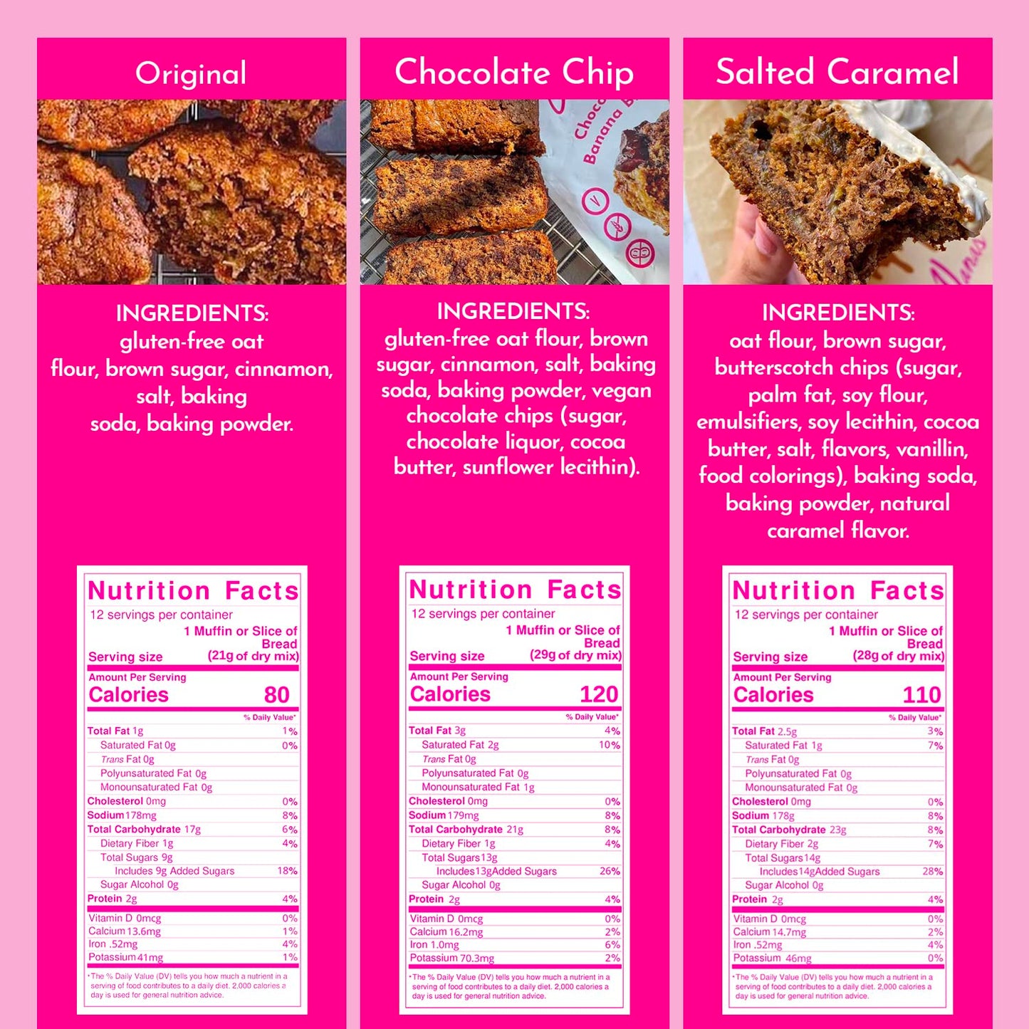 Gonanas Banana Bread Mix Variety Pack. Vegan, Gluten Free Healthy Snacks. Oat Flour Banana Bread Or Banana Muffin Mix. Women Own