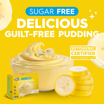 Simply Delish Banana Keto Pudding 6 Pack - Low Carb, Zero Sugar, Gluten Free, Vegan, Non-GMO, Plant-Based, 1.7 oz Each