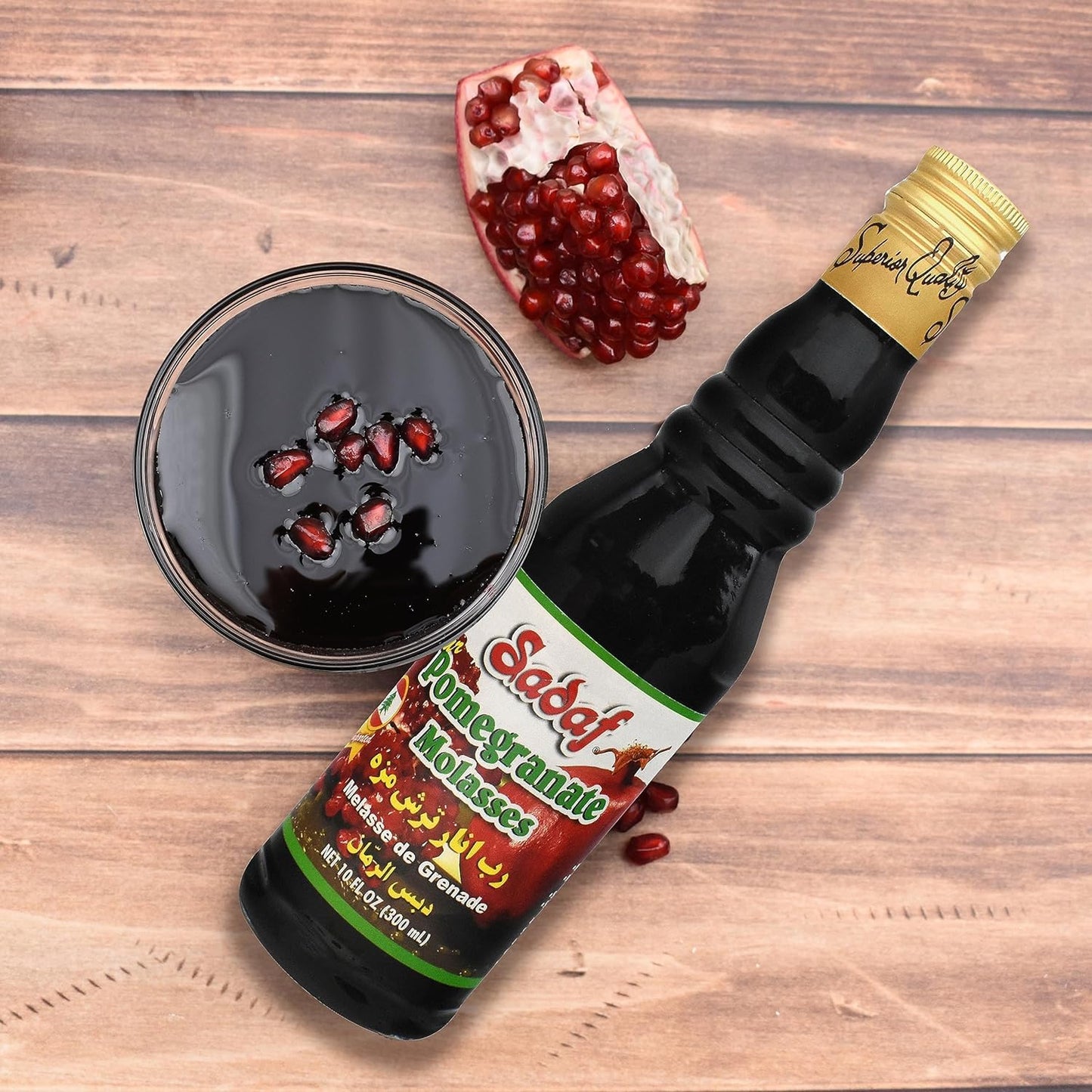 Sadaf Pomegranate Sour Paste - Pomegranate Molasses - Dark Red Syrup - 10 Fl Oz (3 Pack)
