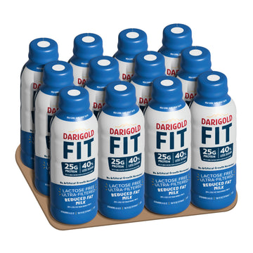 Darigold FIT High Protein Milk 2 Percent - Ultra-Filtered, Low Fat, Lactose Free - 25g Protein, 40% Less Sugar - 14oz Bottles, 1
