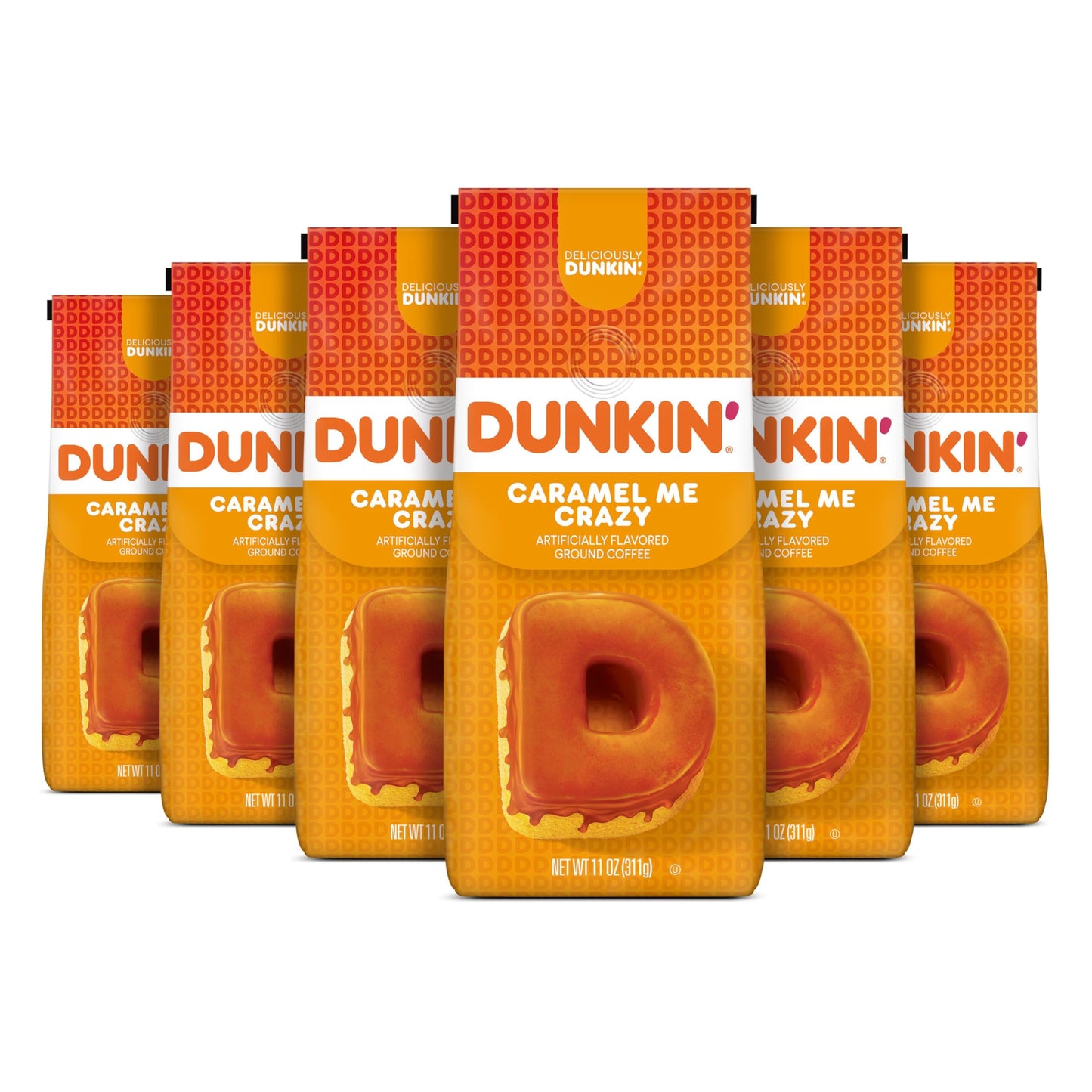 Dunkin Caramel Me Crazy Flavored Ground Coffee 11 Ounces (Pack Of 6)