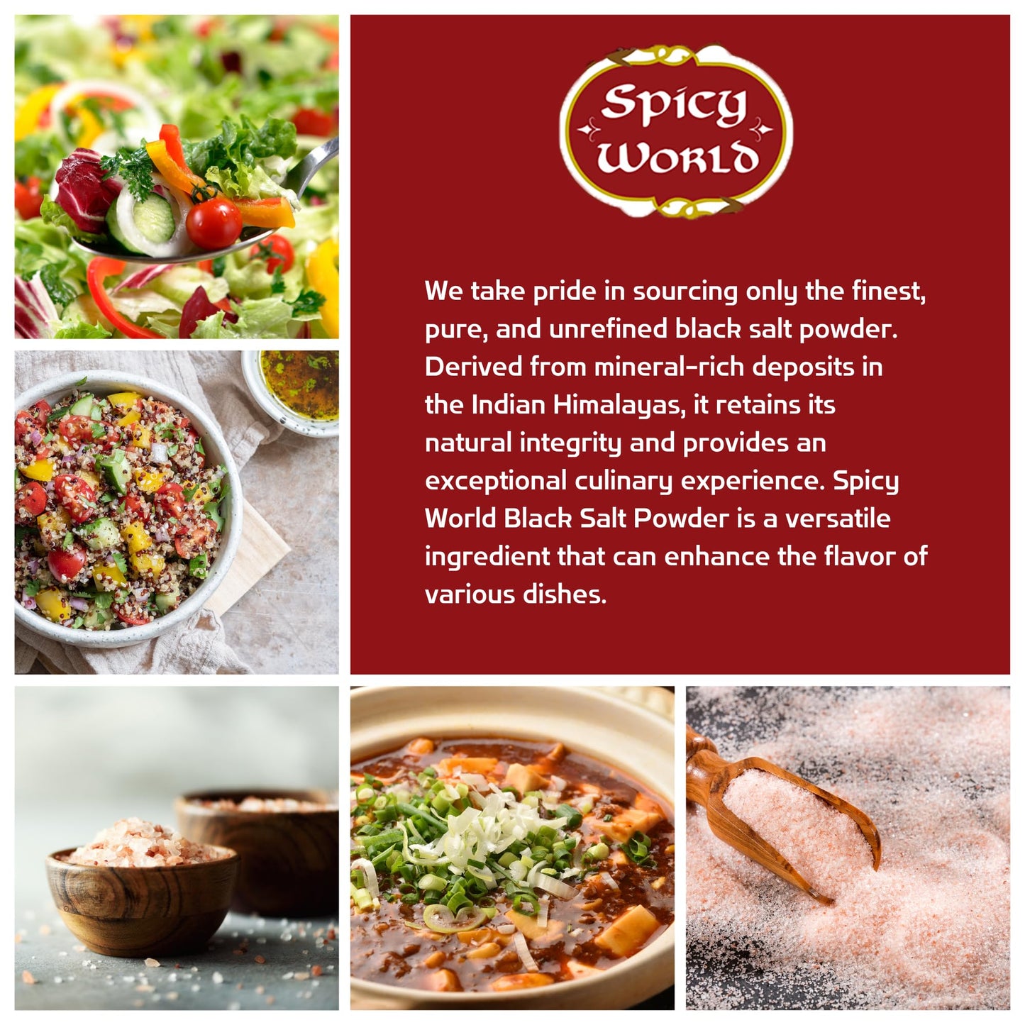 Spicy World Black Salt Powder (Kala Namak Mineral) 7 Oz - Vegan, Pure, Unrefined, Non-GMO & Natural - Perfect for Tofu Scramble,