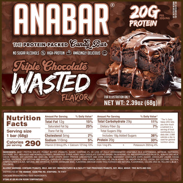 Anabar Protein Bar, Triple Chocolate Wasted, The Protein-Packed Candy Bar, No Sugar Alcohols, High Protein, Amazingly Delicious,