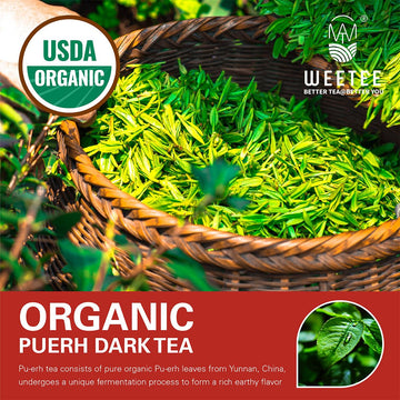 Wt Weetee Organic Pu-Erh Loose Leaf Tea, Usda Organic Ripe Pu'Erh Tea 228G / 8 Ounce, Earthy Dark Tea Black Tea, Rich Antioxidan