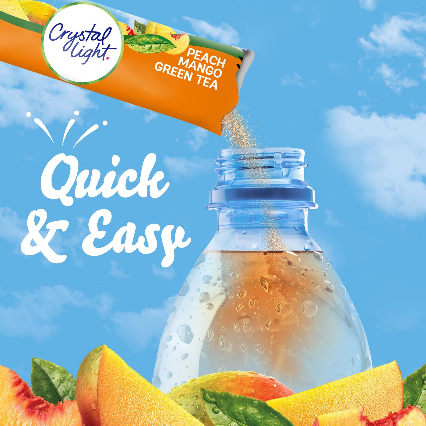 Crystal Light Peach Mango Green Tea Drink Mix, 10 On-the-Go Packets, 0.8 Ounce, Naturally Flavored, Model 00043000003473
