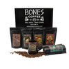 Bones Coffee Company New World Tour Bundle Ground Coffee Beans | Gift Box Set With Specialty Coffee Mug | 4 Oz Pack Of 5 Assorte