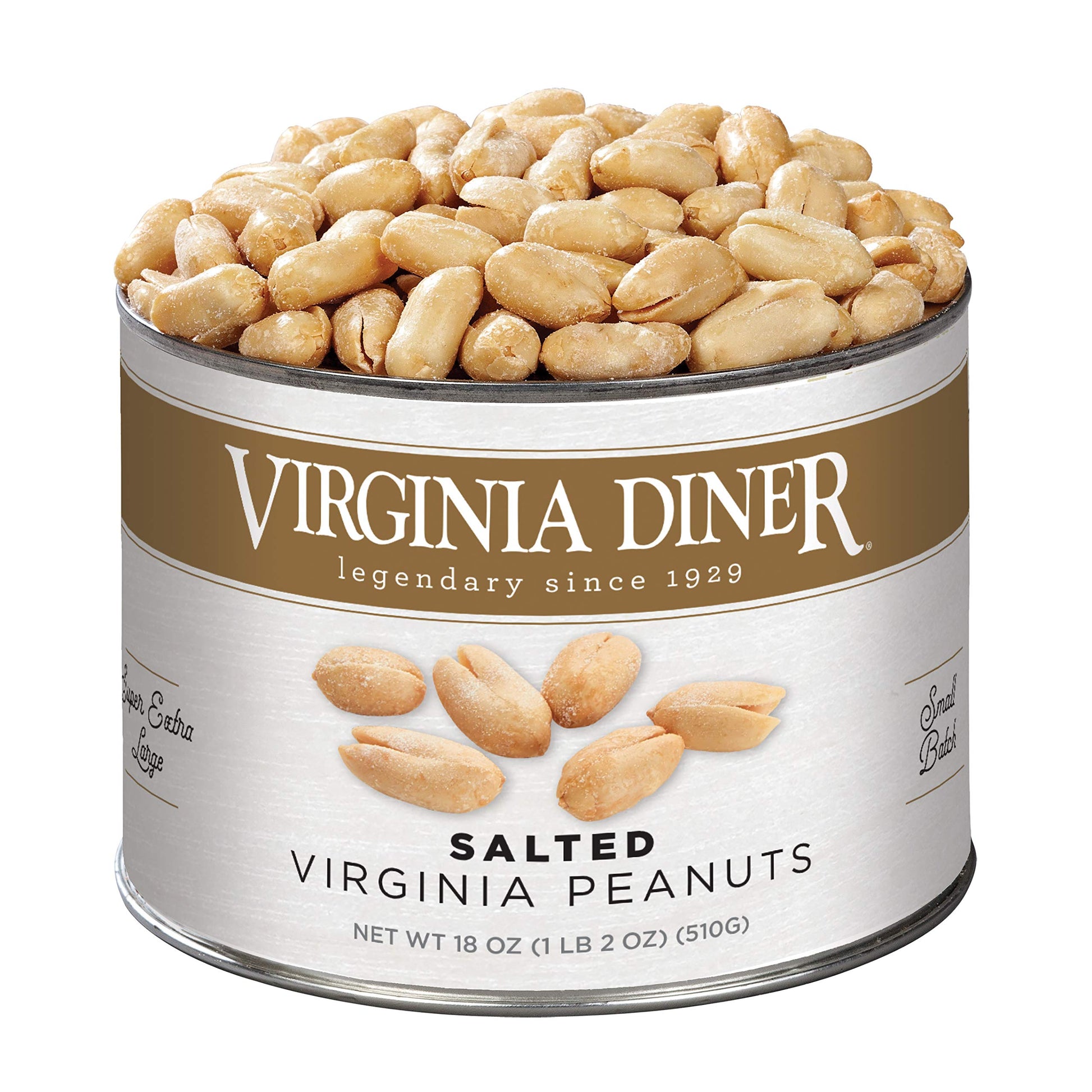 Virginia Diner Salted Gourmet Peanuts (18 Ounce 1.12 Pound) Salted Blister Roasted Peanuts, Virginia Extra Large Peanuts