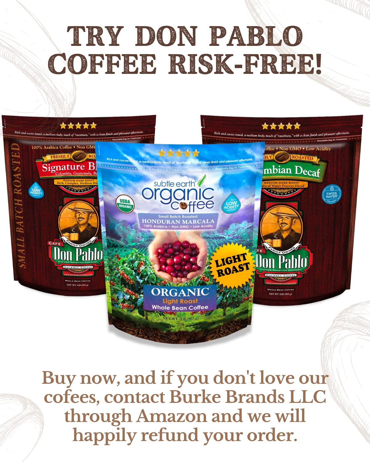 Subtle Earth Organic Coffee - Light Roast - Whole Bean Coffee - 100% Arabica Beans - Low Acidity And Non-Gmo - 2Lb Bag