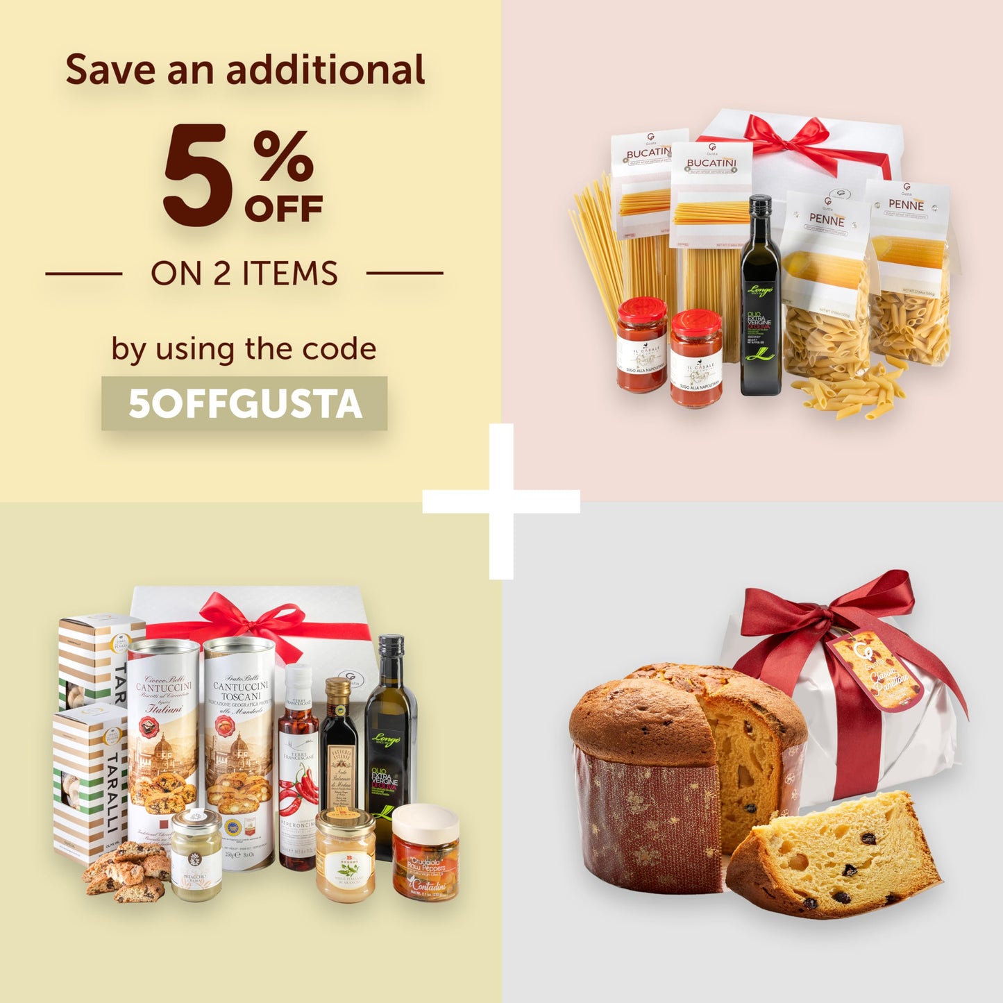 Gusta Italian Gift Basket In Deluxe Packaging - Made In Italy - Holiday Gift For Birthdays, Families, Clients, Parties, Housewar