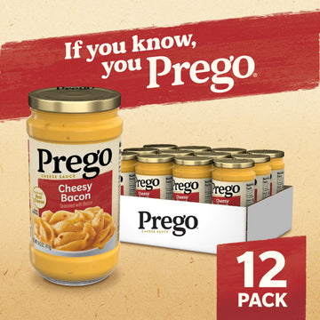 Prego Cheesy Bacon Cheddar Cheese Sauce, 14.5 Oz Jar, 12 Pack