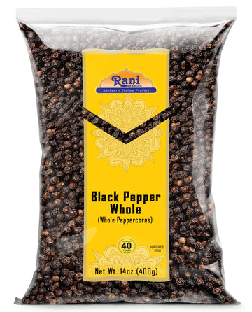 Rani Black Pepper Whole (Peppercorns), Premium Mg-1 Grade 14Oz (400G) ~ All Natural | Gluten Friendly | Non-Gmo | Kosher | Product Of Vietnam | Perfect Size For Grinders!
