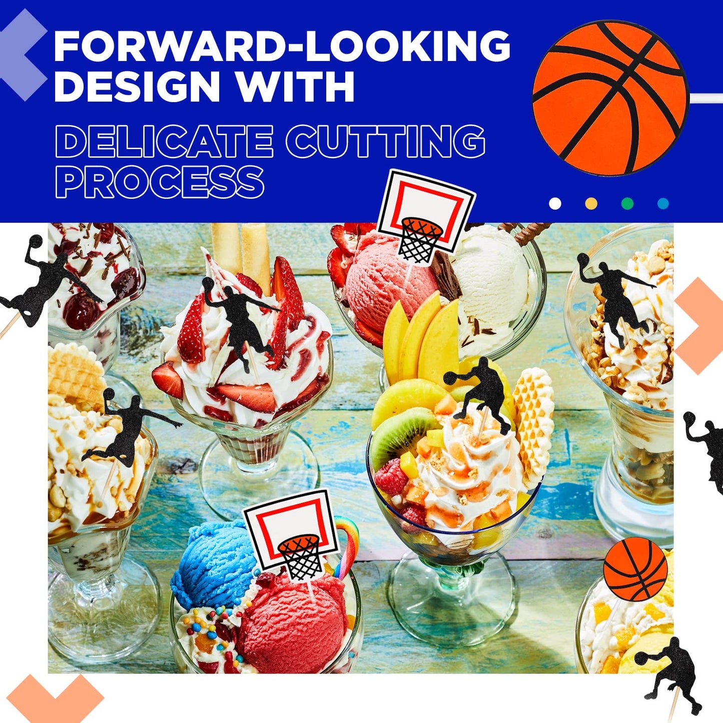 60 Pcs Basketball Action Cake Cupcake Toppers Basketball Sport Summer Birthday Party Decorations Basketball Themed Cake Topper F