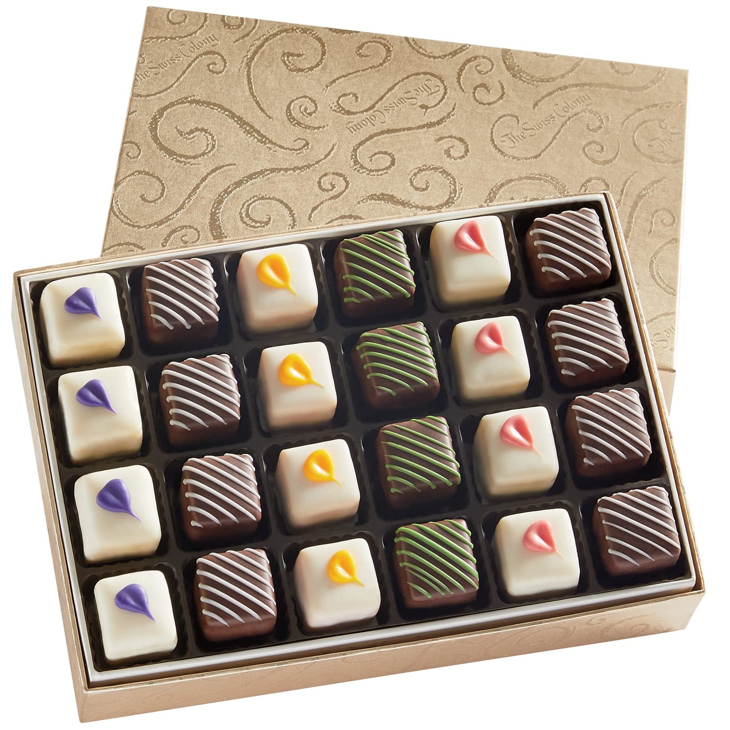 The Swiss Colony Spring Petits Fours - Gift Of 24 (.43 Oz. Each): Gourmet Cake Assortment Chocolate & Petit Four Layer Cakes Delightful Spring Desserts