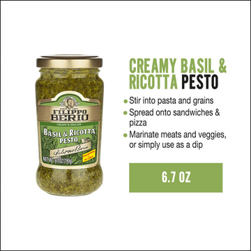 Filippo Berio Pesto, Basil & Ricotta, 6.7 Ounce Glass Jar