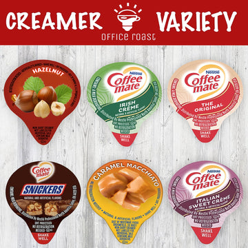 Variety Pack Creamers Liquid Creamer Singles | Gift Assortment Box | Coffee Cream | Snickers, Italian Sweet, Original, Hazelnut,