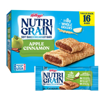 Nutri-Grain Breakfast Bars, Made with 10g Whole Grains, Snack Bars, Apple Cinnamon, 20.8oz Box (16 Count)