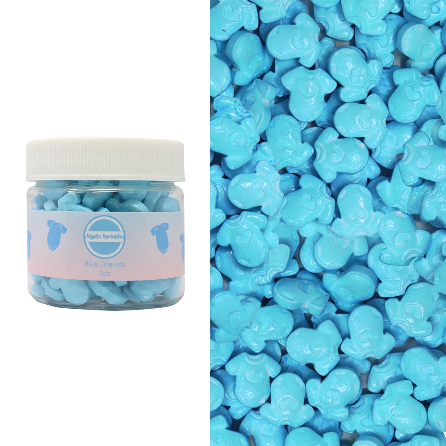 Mystic Sprinkles Baby Shower Themed Candy Shapes Sprinkles (Blue Onesies 2Oz Jar)