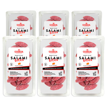 GOIKOA Salami Bites | Salchichon | Ready to Eat Snack | From Navarre, Spain | 3oz (85g) (Pack of 6)