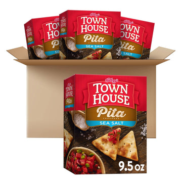 Town House Pita Crackers, Oven Baked, Lunch Snacks, Sea Salt (4 Boxes)