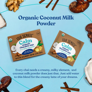 Chai Latte By Four Sigmatic | Organic Instant Chai Latte With Turkey Tail, Reishi Mushrooms & Coconut Milk Powder | Supports Gut