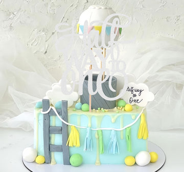Ahaoray Half Way To One Cake Topper - Silver Glitter 6 Months Birthday Decorations Supplies - Half Birthday Decorations Baby Gir