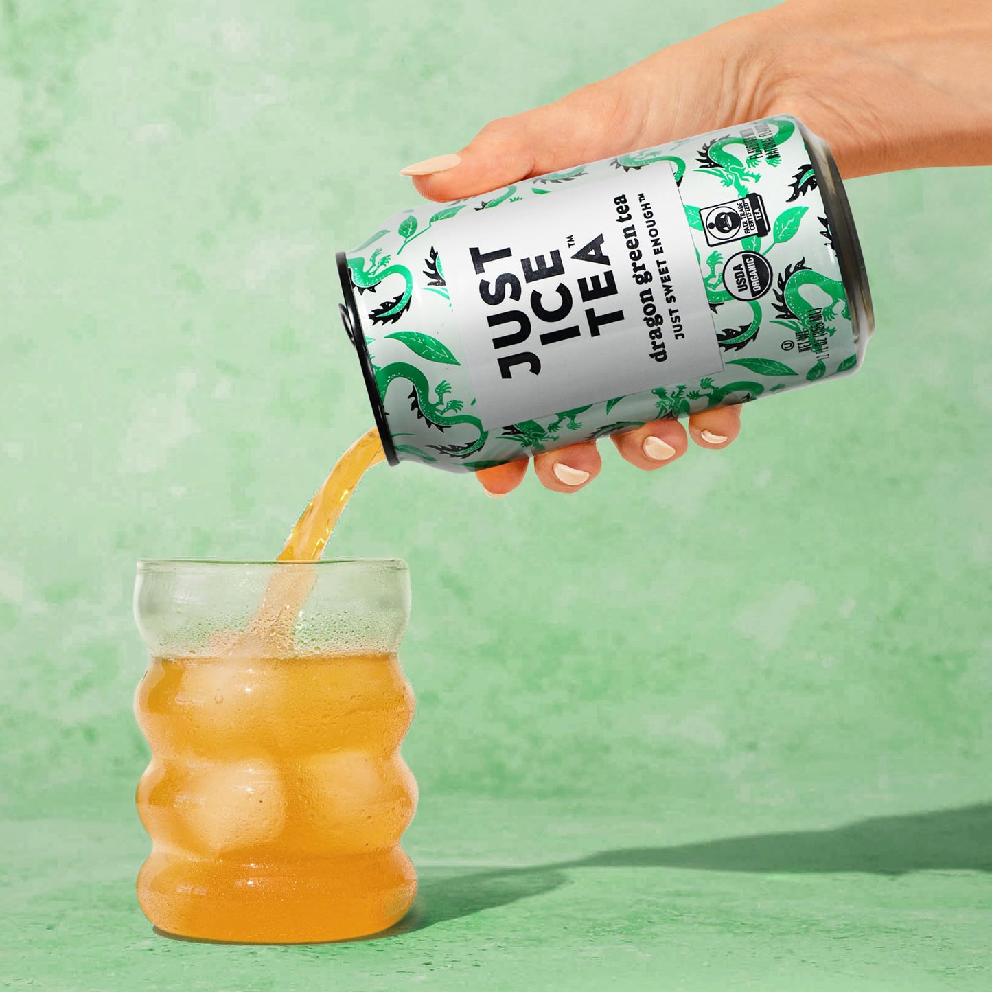 Just Ice Tea, Dragon Green Iced Tea, 12-Pack (12Oz Cans), Green Tea, Usda Certified Organic, Real Brewed, Low Calorie, No Artifi