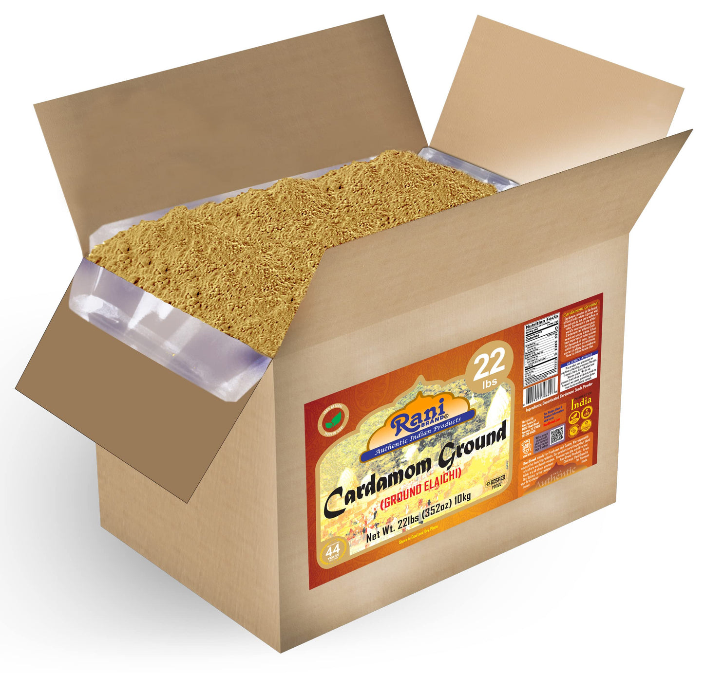 Rani Cardamom (Elachi) Ground Powder Indian Spice 352Oz (22Lbs) 10Kg Bulk Box ~ All Natural | No Color Added | Gluten Friendly | Vegan | Non-Gmo | Kosher | No Salt Or Fillers