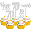30PCS Happy 70th Birthday Cupcake Toppers Cheers to 70 Vintage 1955 Cupcake Picks Hello 70 Seventy 70th Birthday Decorations for