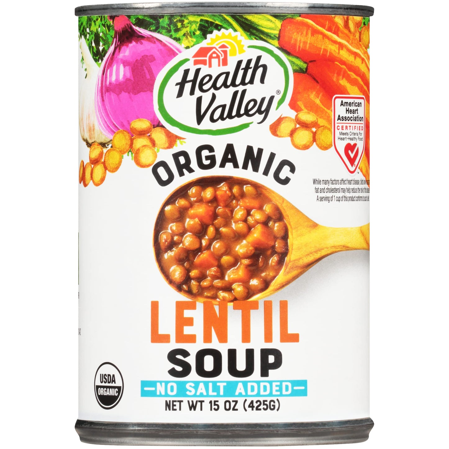 Health Valley Organic Soup, No Salt Added, Lentil, 15 Oz (Pack Of 12)