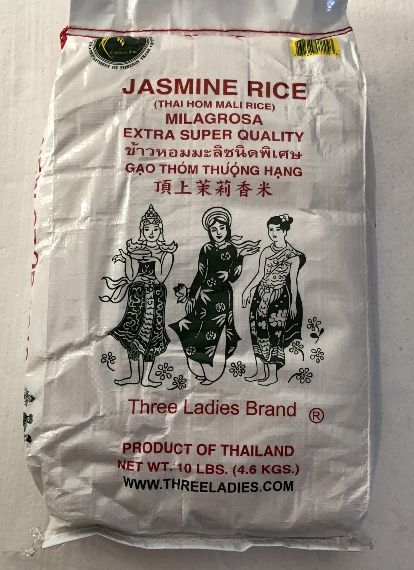 Three Ladies Jasmine Rice Extra Super Quality - 10 Lbs