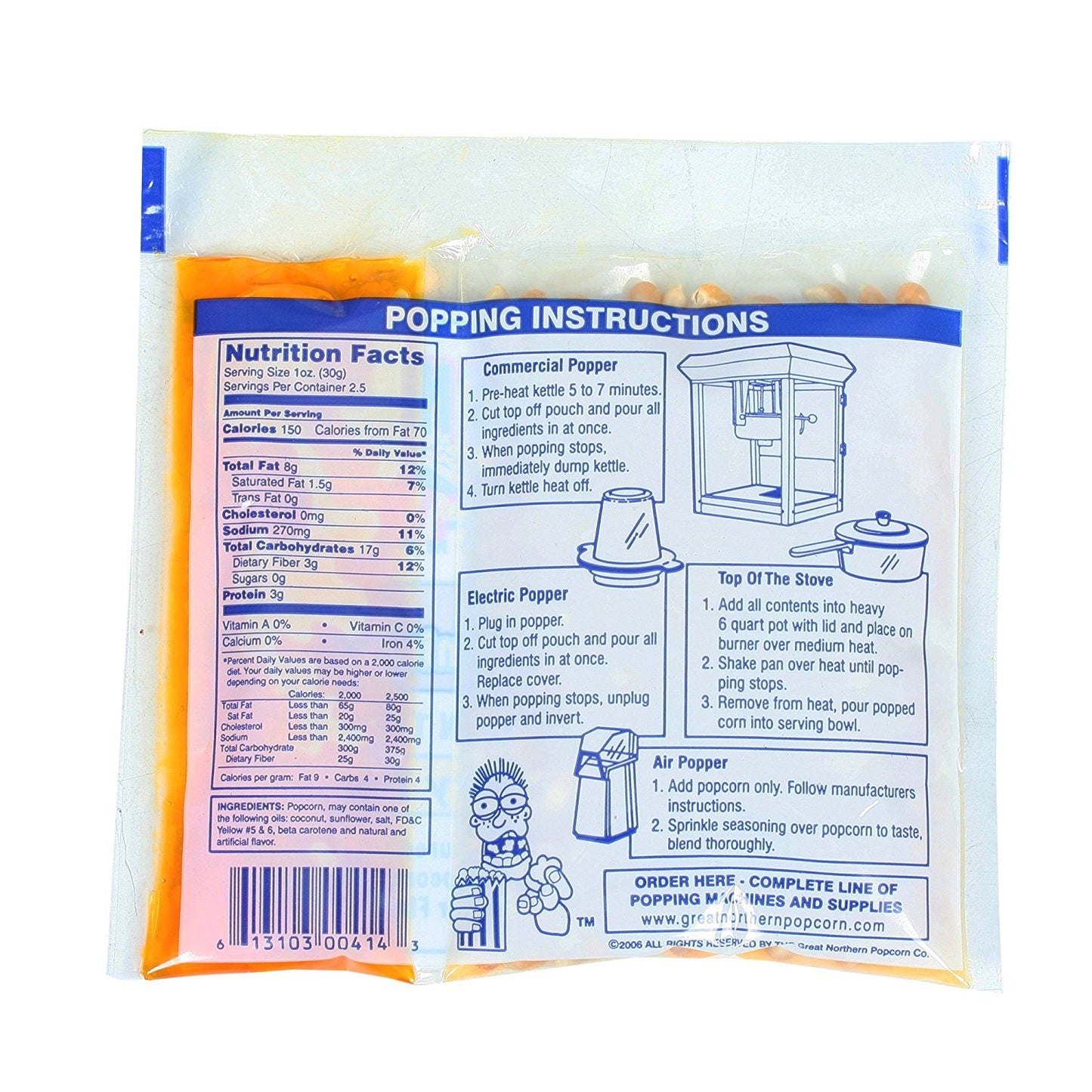 Great Northern Popcorn Movie Theater Style Popcorn Packs, 12 Count, 2.5 Ounce, Yellow, Pre-Measured Kernel, Salt, Oil for Popping Machines