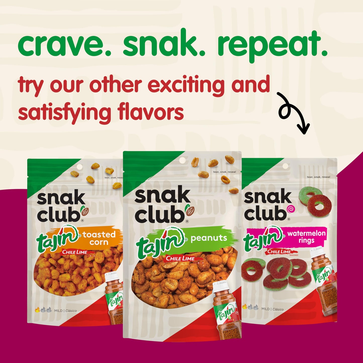 Snak Club Tajin Crunchy Peanuts Nuts with Chili and Lime Seasoning Mild 26 oz Resealable Bag