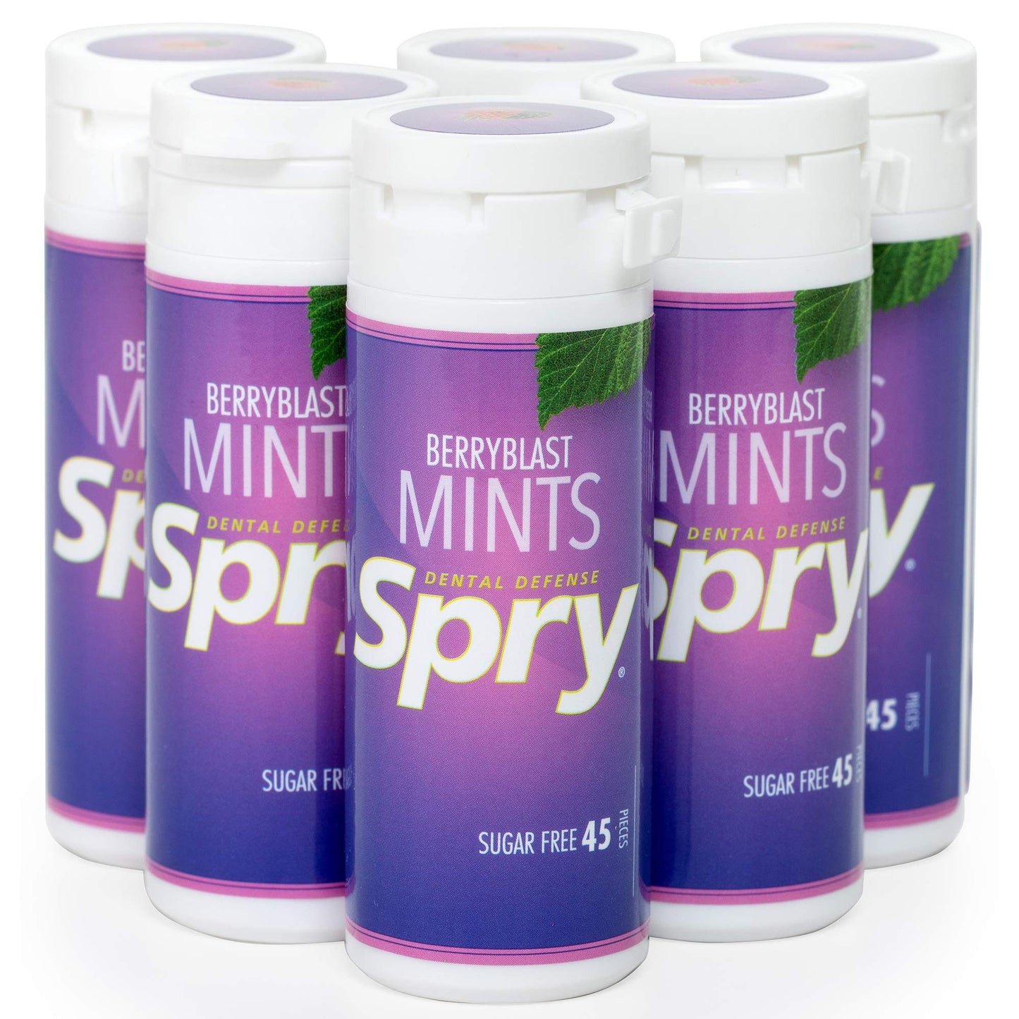 Spry Xylitol Berry Blast Mints Sugar Free Candy - Breath Mints That Promote Oral Health, Dry Mouth Mints That Increase Saliva Production, Stop Bad Breath, 45 Count (Pack Of 6)