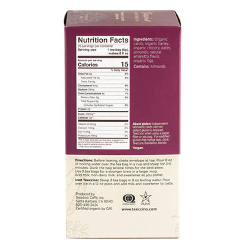 Teeccino Herbal Tea - Almond Amaretto - Caffeine Free, Prebiotic, 25 Count