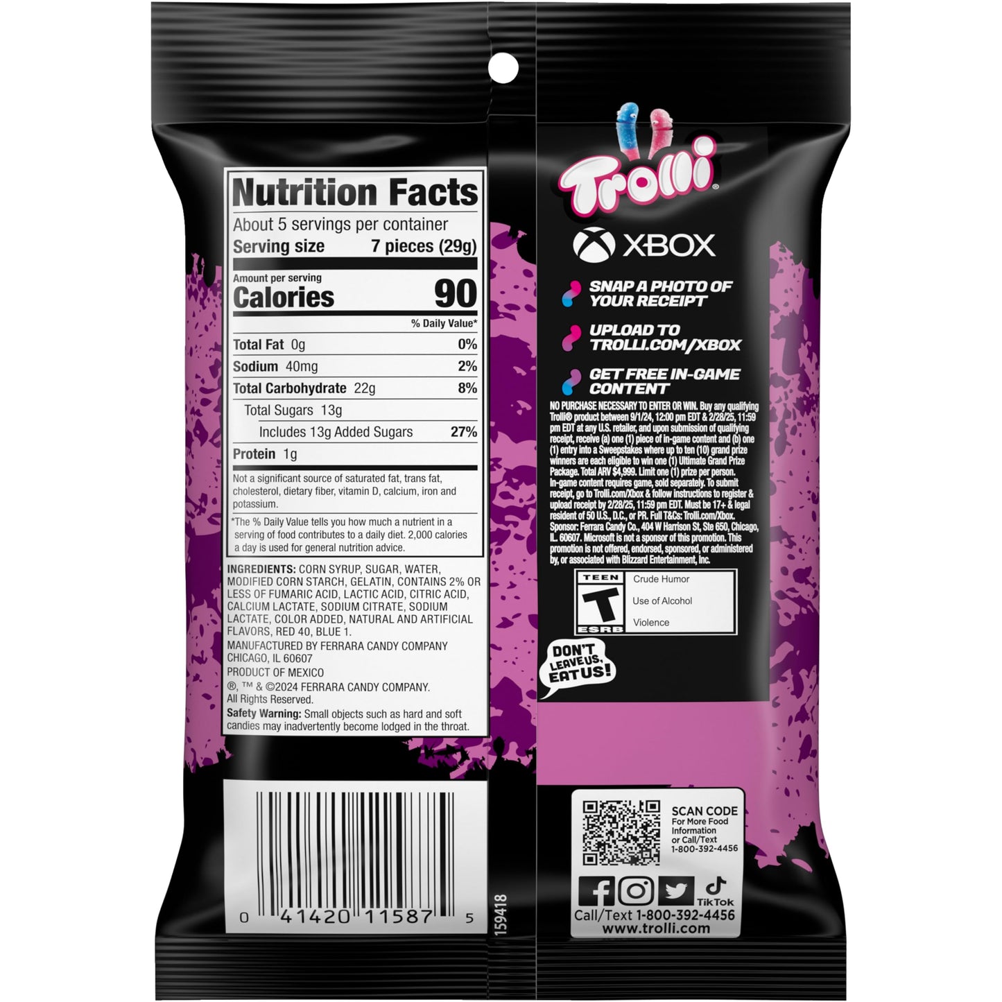 Trolli Sour Brite Crawlers, Candy, Very Berry, Sweet and Sour Gummy Worms, 5 oz