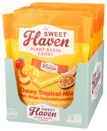 Sweet Haven Plant-Based Candy, Chewy Tropical-Mix, Naturally Flavored, Vegan Friendly, Gluten Free & Non-GMO, 4.44 Ounce (Pack o