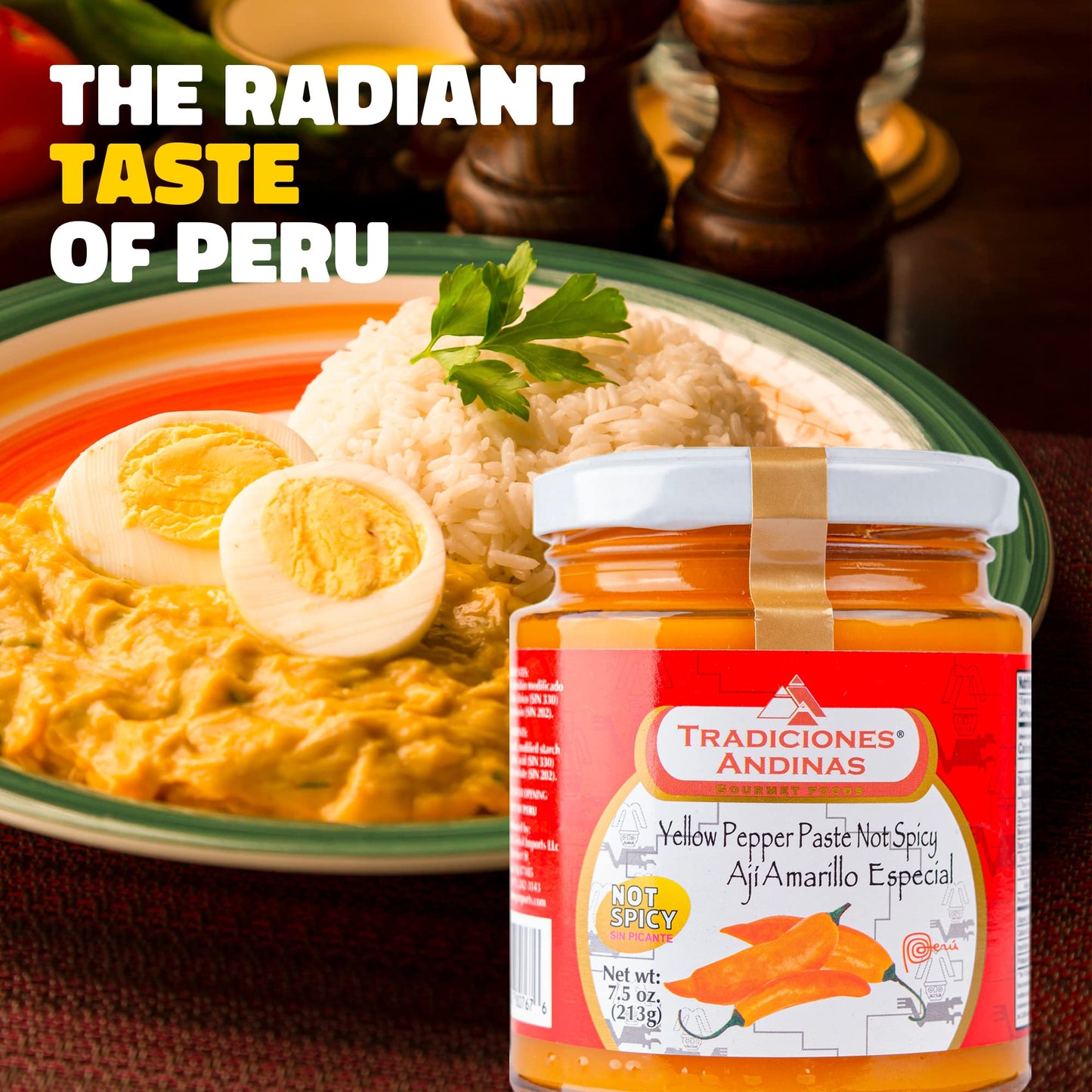 Tradiciones Andinas Non-Spicy Yellow Pepper Paste 7.5 Oz - Aji Amarillo Sin Picante, Chili Pasta, Pepper Products For Peruvian F
