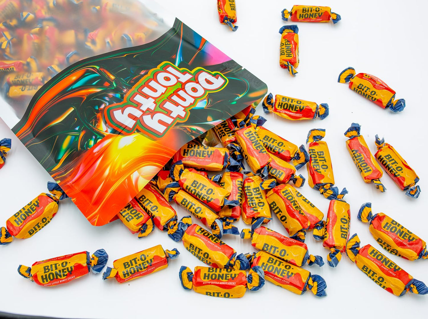 Bit-O-Honey Candy 5 Lb - Bulk Bag, Retro Taffy, Honey & Almond Flavor, Soft Chewy, Individually Wrapped