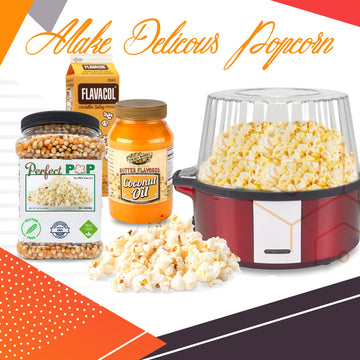Perfectware Popcorn Kit- (Includes 35Oz Popcorn Season Salt, 4Lbs Yellow Kernels, And 32Oz Butter Flavored Coconut Oil, Plain,Pw