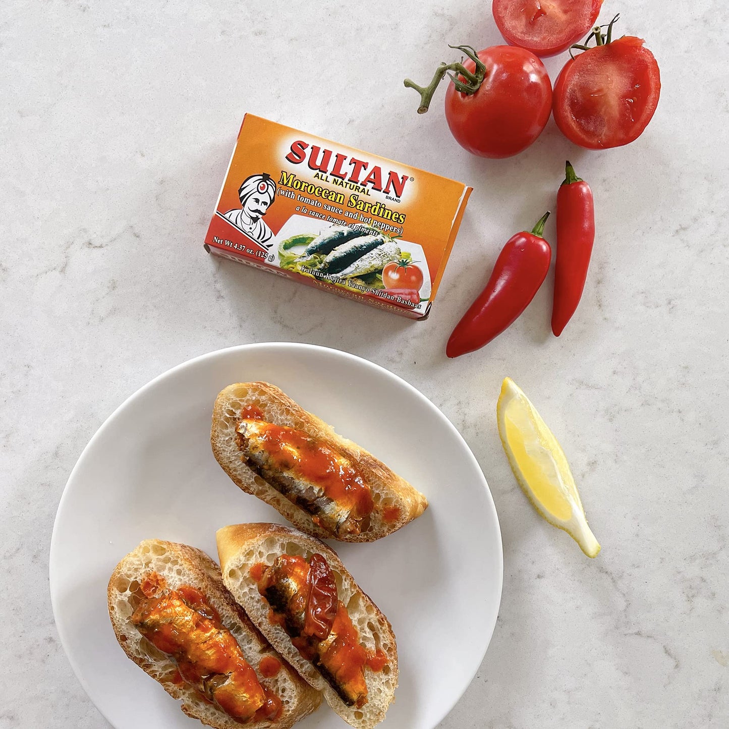 Sultan Moroccan Season Sardines In Tomato Sauce, 100% All-Natural, High Protein, No Additives, No Preservatives, Paleo, Carnivor