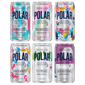 Polar 100% Natural Seltzer Jr - 24 Pack - The Impossibly Good Collection Variety - No Sugar, Juice, Or Sweeteners -7.5 Fl Oz