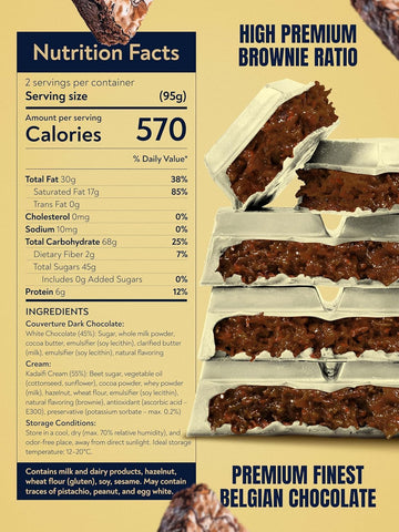 Barbee Dubai Chocolate Bar With Brownie And Cruncy Kadaifi | No Palm Oil | No Artificial Colors | White Chocolate - Brownie 7 Oz (200G)