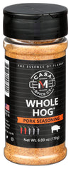 Casa M Spice Co Whole Hog Pork Seasoning Very Low Sodium Low Salt No MSG Gluten Free BBQ Spices (Original, Plastic Shaker (