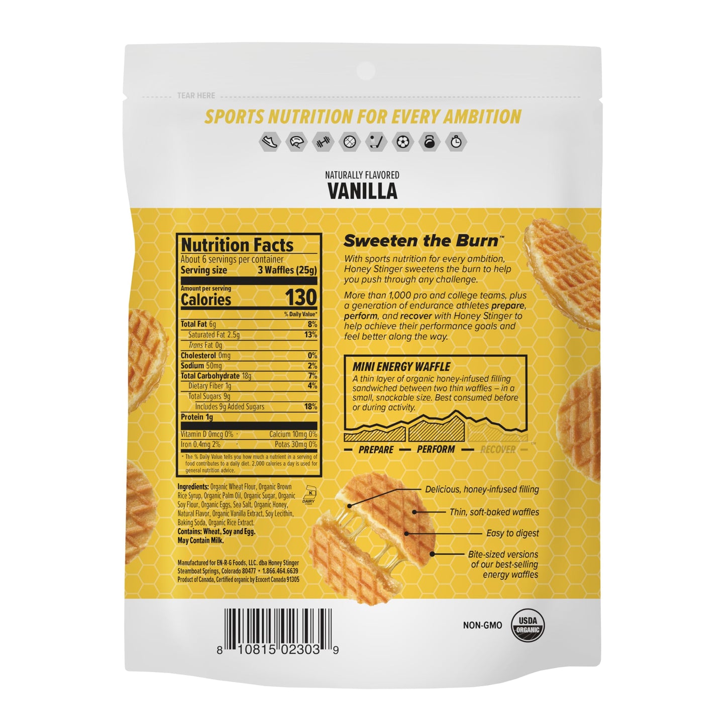 Honey Stinger Organic Mini Vanilla Waffles | Energy Stroopwafel for Exercise, Endurance and Performance | Sports Nutrition for H