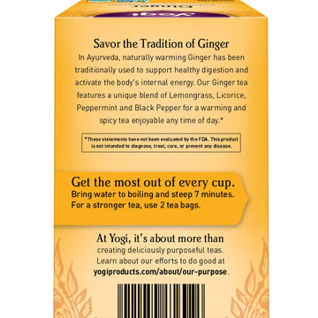 Yogi Tea Ginger Tea - 16 Tea Bags Per Pack (4 Packs) - Organic Ginger Tea Bags - Digestive Support Tea - Includes Ginger Root, L
