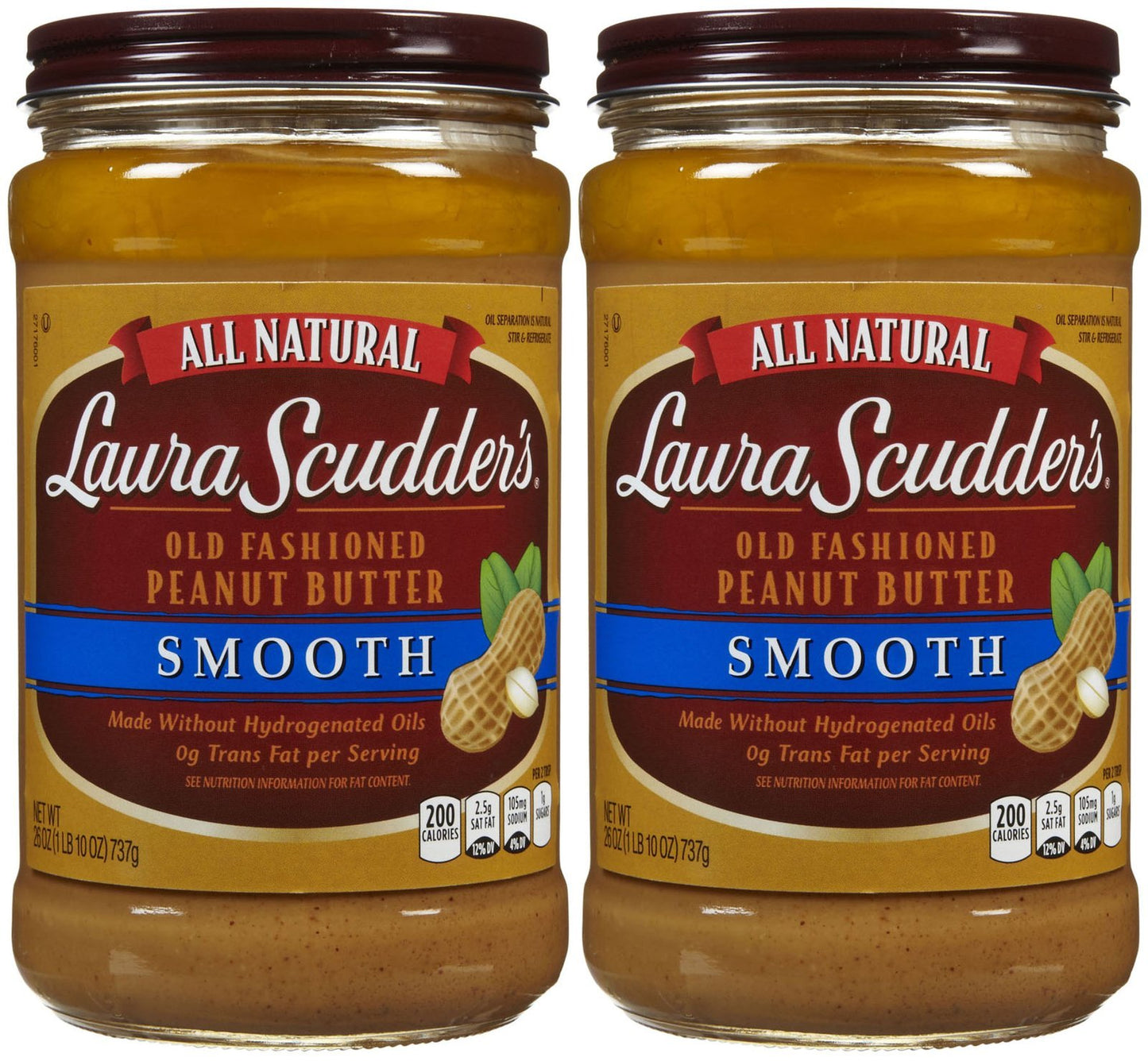Laura Scudders Natural Creamy Peanut Butter - 26 oz - 2 pk