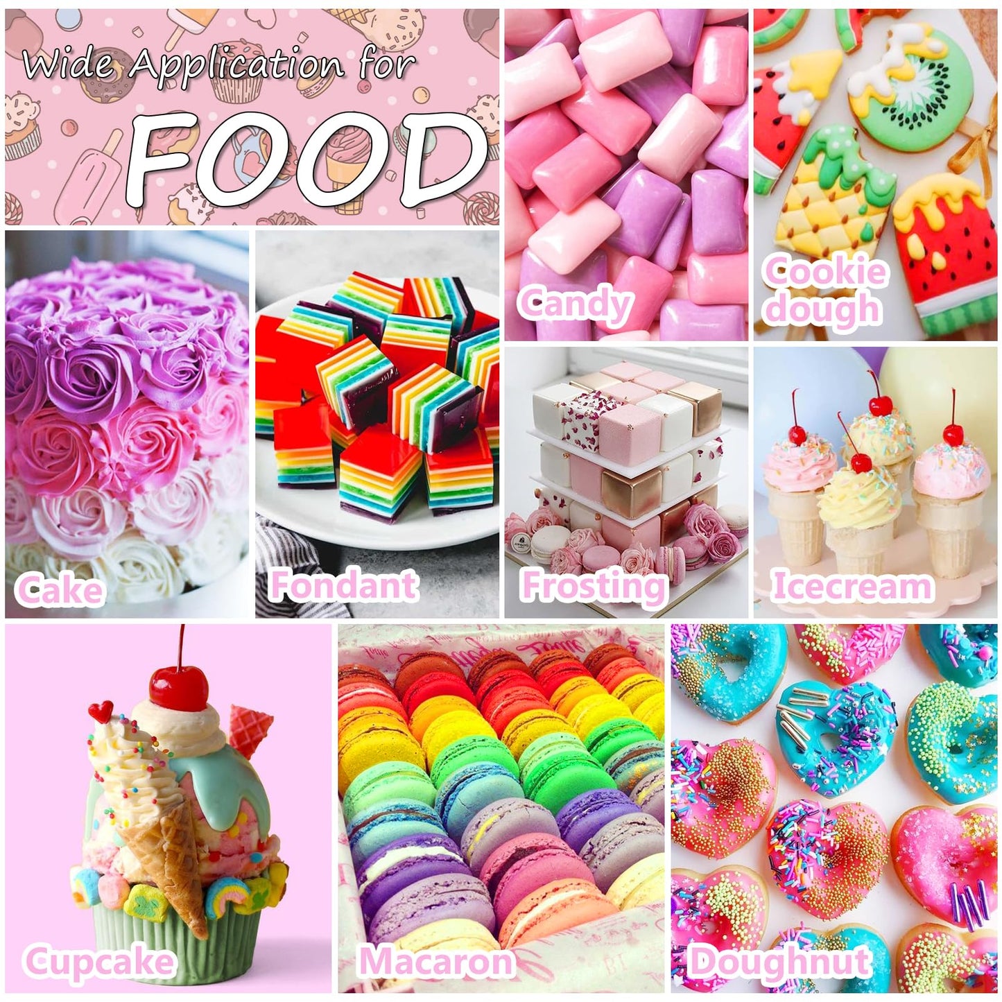 Cherrysea Food Coloring Set - 24 Vibrant Liquid Dyes, Tasteless, 0.35 Fl Oz Bottles, Perfect for Baking, Icing, and DIY Crafts