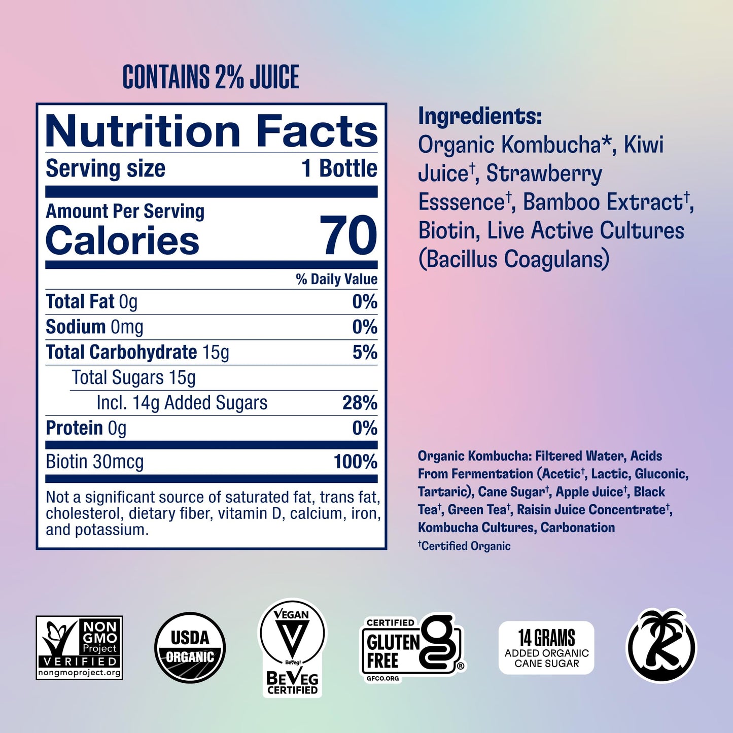 Health-Ade Kombucha Tea Organic Drink, 16 Fl Oz Bottles, Vegan, Gluten Free, 12 Pack, Strawberry Glow