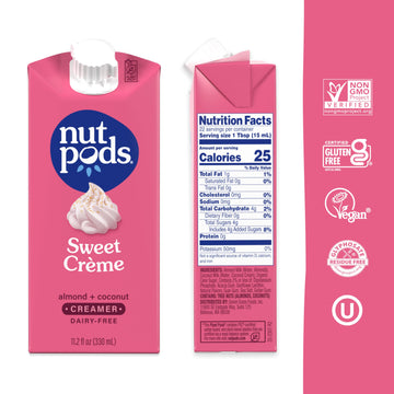 Nutpods Sweet Crème Non Dairy Coffee Creamer, Sweetened With Organic Cane Sugar, Made From Almonds And Coconuts, Gluten Free, Non-Gmo, Vegan, Kosher, Plant Based (3-Pack)